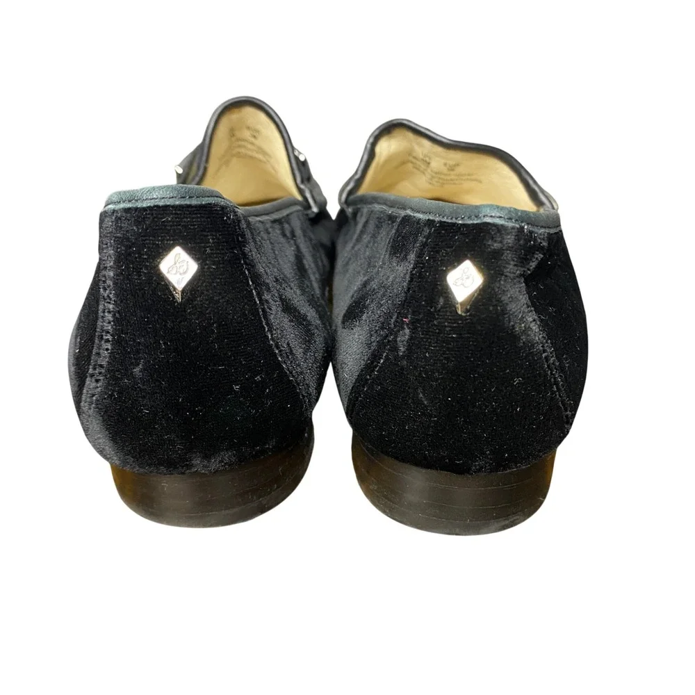 Sam Edelman Talia Velvet Loafers Black Leather Bit Buckle Women's Shoes‎ 8